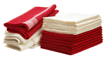Stacked red and cream napkins on transparent background png