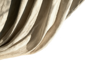 Light casting shadows on crinkled linen drapery with transparent background png