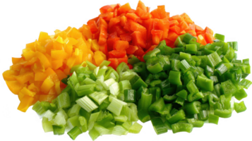 Chopped vegetables for omelette creating colorful culinary delight on transparent background png