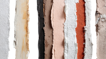 Colorful torn paper strips creating a textured background with transparent sections png