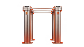Steel turnstile rotating barrier gate on transparent background png