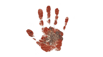 Rusty red handprint leaving mark on transparent background png
