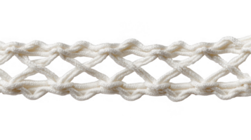 Close up of white lacrosse stick stringing on transparent background png