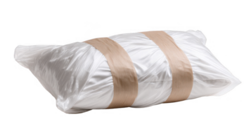 Luxurious silk pillow with elegant ribbon on transparent background png