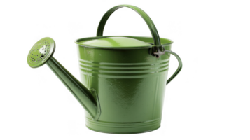 Green watering can on transparent background for gardening png