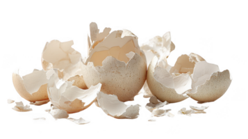Broken eggshells isolated on transparent background representing fragility and new beginnings png