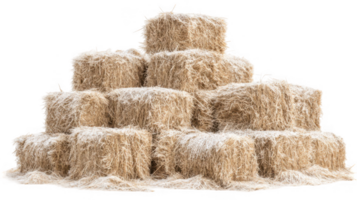 Stacked hay bales forming a pyramid shape on transparent background png