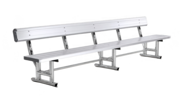 Empty metal sideline bench with backrest on transparent background png