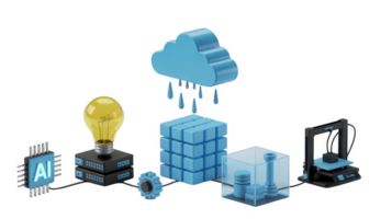Cloud computing supporting artificial intelligence and 3d printing innovation png
