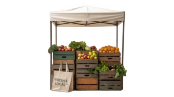 Fresh local produce displayed at farmers market stall with transparent background png