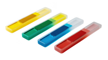 Four rapid test strips showing different colors on transparent background png