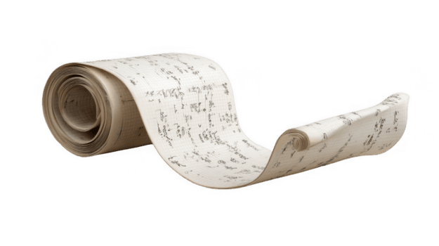 elegante papel Desplazarse mostrando escrito texto en transparente antecedentes png