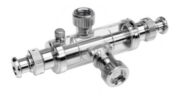 Shiny metal and glass inline filter with transparent background png