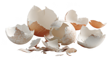 Broken eggshells laying on transparent background png