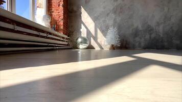 the sun shines on the floor of an empty room video