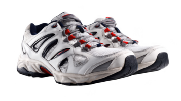 Pair of lightweight running shoes positioned for takeoff on transparent background png