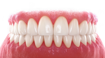 Swollen gums and white teeth showing gingivitis on a transparent background png