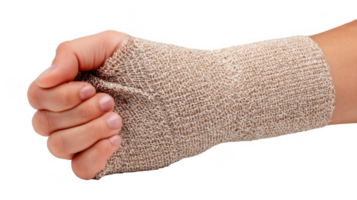 Doctor applying elastic bandage on patient's wrist with transparent background png