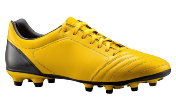Yellow soccer shoe hovering over transparent background png