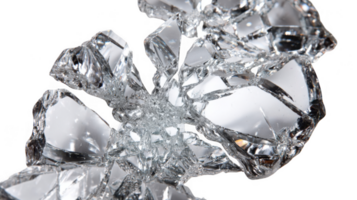 Shattered glass shards glimmering on transparent background png