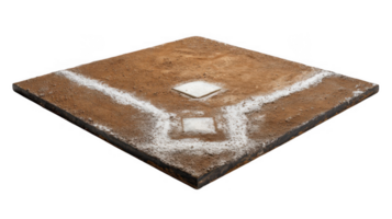 Baseball home plate showing chalk lines on transparent background png