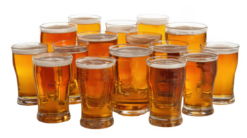 Refreshing pints of beer forming a cheerful toast on transparent background png