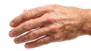 Wrinkled hand showing aging process on transparent background png