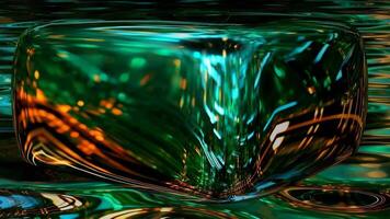 Floating Techno Cube, Unique Background, Technological Template, Luxury Design, Liquid Metal, Rotation video