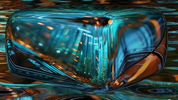 Technological Template, Elegant Background, Floating Techno Cube, Blur Effect, Liquid Metal, Colors, Reflection video