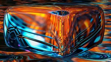 Luxury Design, Unique Background, Technological Template, Floating Techno Cube, Liquid Metal, Colors, Rotation video