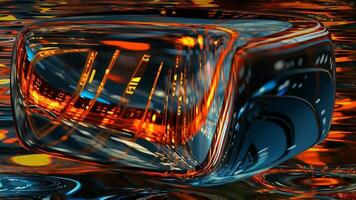 Unique Background, Technological Template, Floating Techno Cube, Luxury Design, Liquid Metal, Rotation video