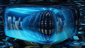 Lights, High Tech Template, Background, Floating Techno Cube, Blur Effect, Reflection, Liquid Metal video