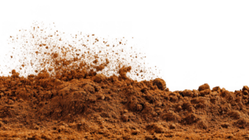 Reddish brown soil billows and particles floating with transparent background png