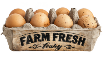Farm fresh eggs in carton on transparent background png