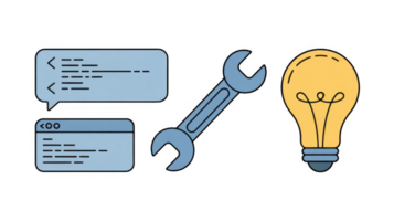 Programming, coding, developing and transparent background developing concept with wrench and lightbulb png