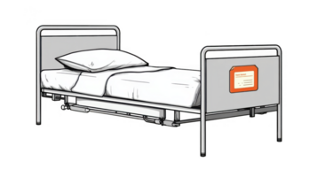 Empty hospital bed with patient data and transparent background png