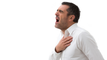 Manager gasping for breath on transparent background png