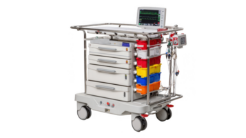 Modern ekg cart showing heart rate on transparent background png