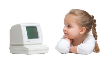 Little girl observing medical device with transparent background png