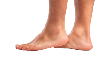 Man showing swelling in one foot on transparent background png
