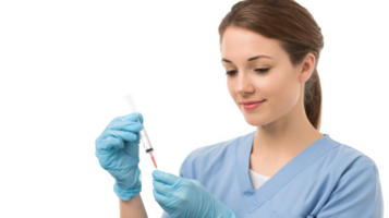 Nurse preparing injection with syringe on transparent background png