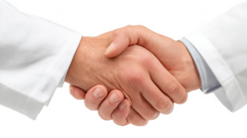 Two doctors shaking hands on transparent background png