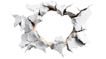 Broken wall creating a transparent circular hole png