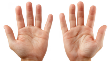 Two open hands showing palms on transparent background png