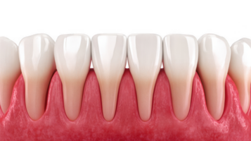 Swollen gums showing gingivitis and healthy white teeth on transparent background png
