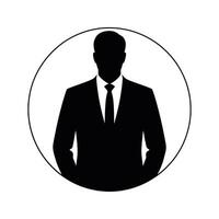 Silhouette of businessman in a suit circle icon vector
