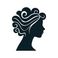 Elegant black silhouette of a woman with stylish updo hairstyle vector