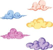 four different colored clouds on a white background vector