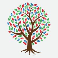 Tree with Colorful leaf logo vector