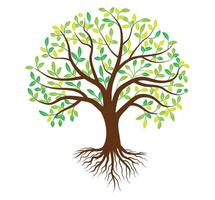 Abstract creative large tree with leaf logo. vector